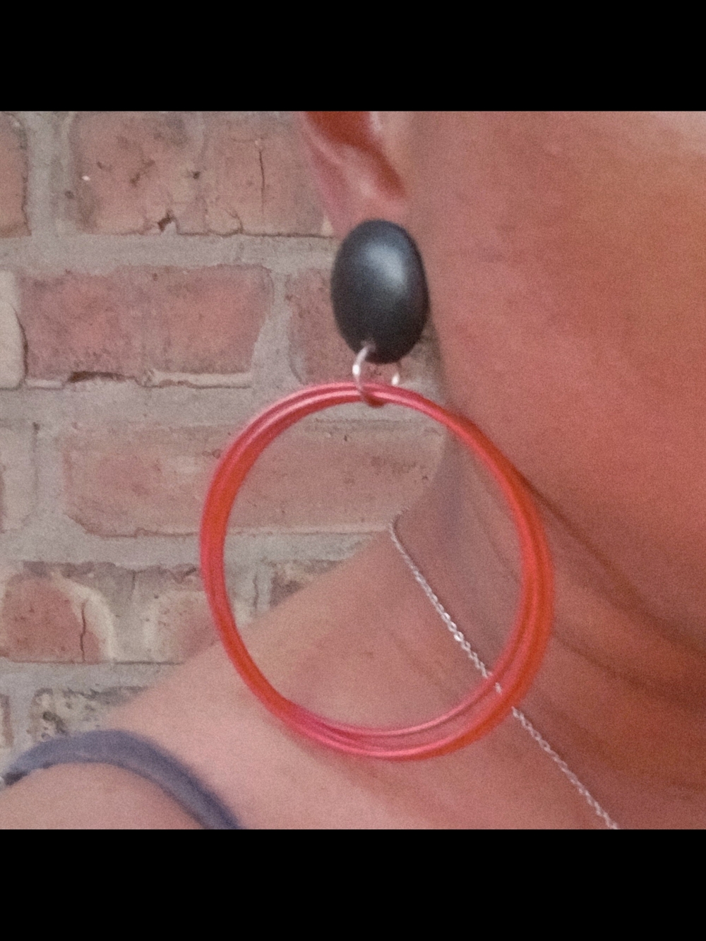 Bold Black & Red Hoop Drop Earrings - Women Jewelry